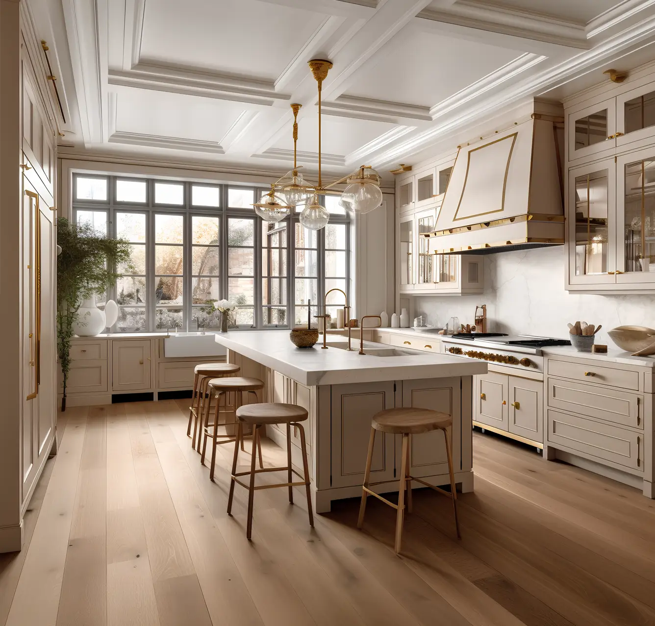 An interior photo of a kitchen that showcases the beauty of the Le Monde Collection's flooring