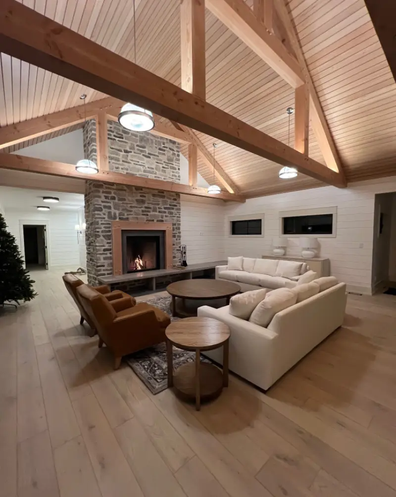An interior installation photo showcasing the Udai character grade wood flooring