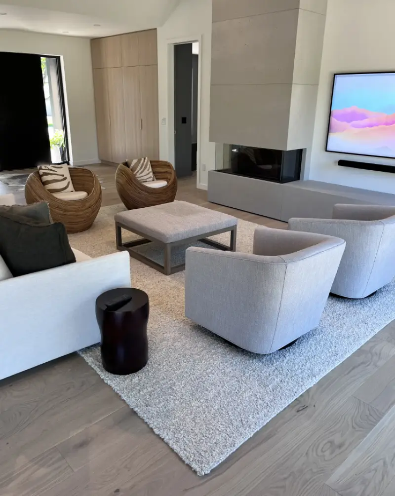 An interior installation photo showcasing the Buri classique wood flooring